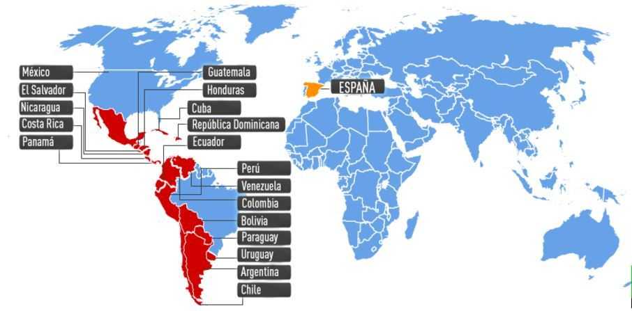 Карта где говорят на испанском языке
