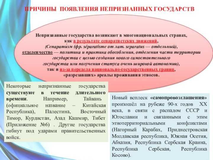 Непризнанные и частично признанные государства презентация