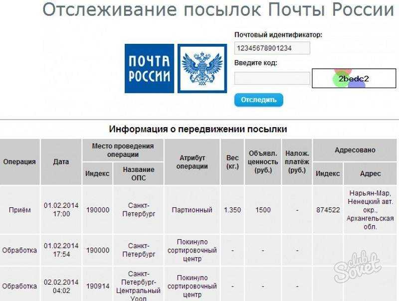 Отслеживание почтовых отправлений карта